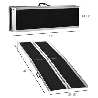 HOMCOM 8 ft. Aluminum Portable Skidproof PVC Carpeted Folding Wheelchair Ramp 713-024V00BK