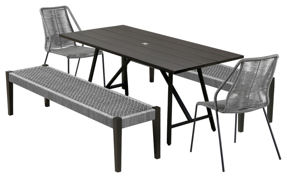 Koala Clip and Camino 5 Piece Outdoor Dining Set  Dark With Grey Rope   Beach Style   Outdoor Dining Sets   by Kolibri Decor  Houzz