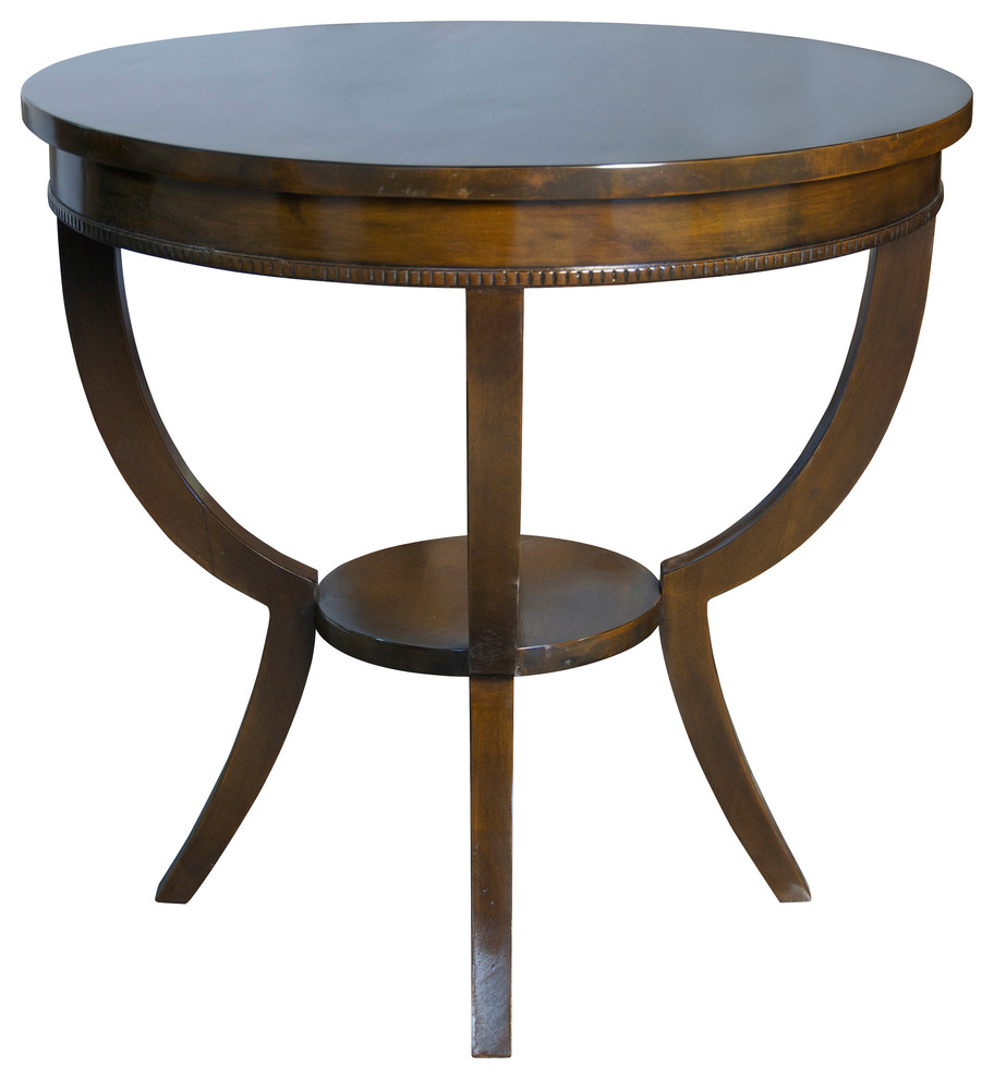 Scheffield Round End Table  Distressed Brown   Transitional   Side Tables And End Tables   by HedgeApple  Houzz