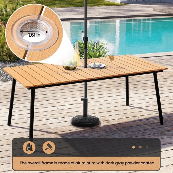 Outdoor Dining Furniture Rectangular Dining Table for 8 or 6 with Umbrella Hole