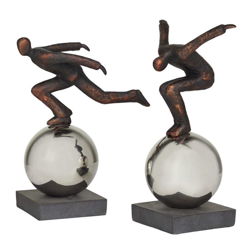 Bronze Polystone Modern People Sculpture ( Set of 2)   S/2 13\