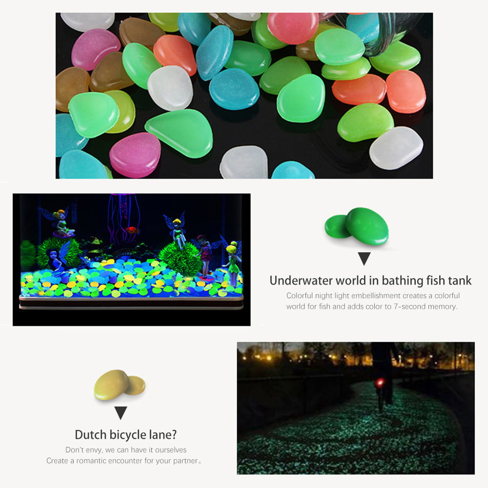 100PCS Glowing Stones For Decorations Fish Tank Aquarium Luminous Stone Indoor Outdoor Zen Garden Stones Rocks Glow in the Dark Pebbles