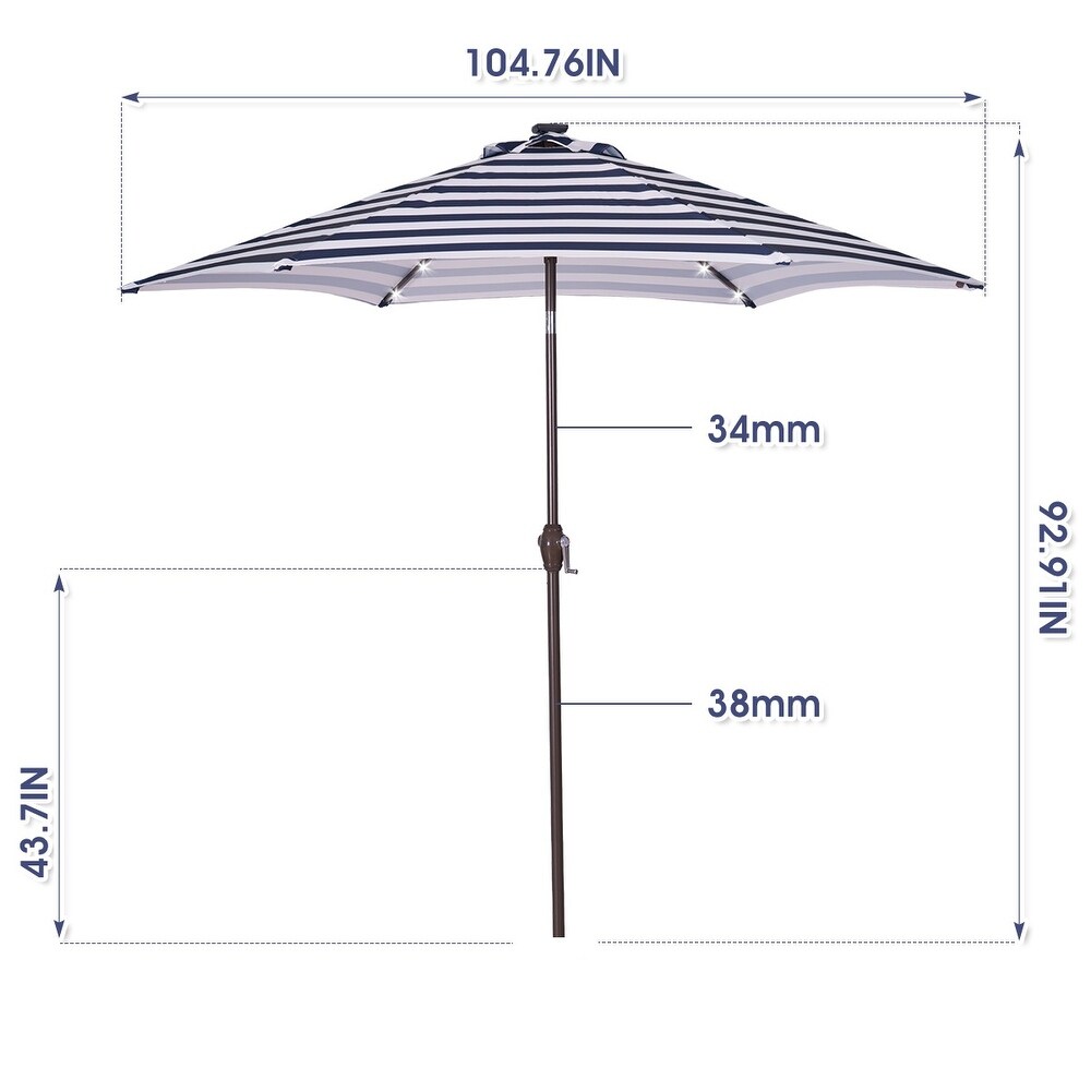 8.7 Feet Market Table Outdoor Patio Umbrella with Push Button Tilt and Crank With 24 LED Lights