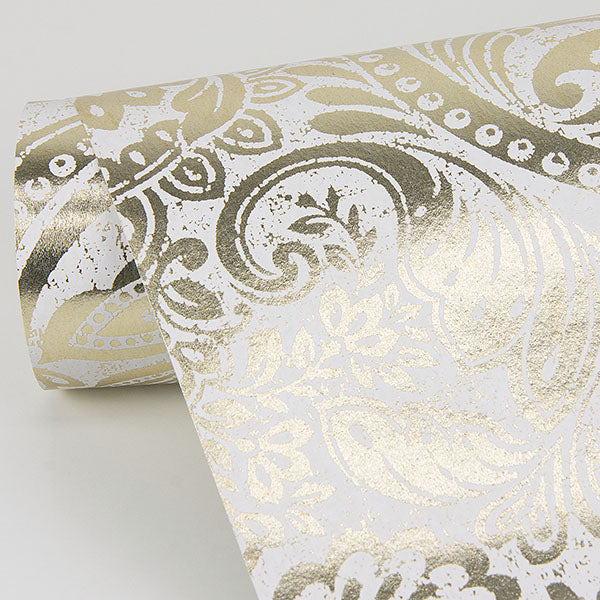 Artemis Gold Floral Damask Wallpaper from the Lustre Collection