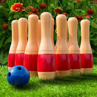 Hey! Play! 11 in. Wooden Lawn Bowling Set W350086