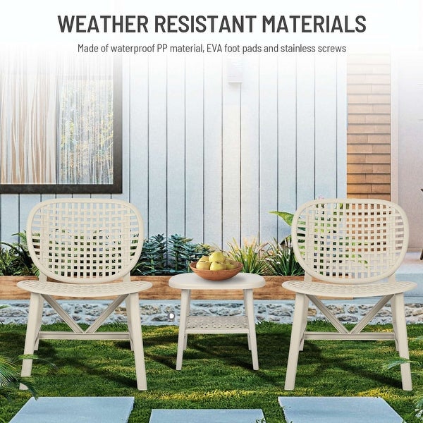 3 Pieces Hollow Design Retro Patio Table Chair Set - Overstock - 37914445