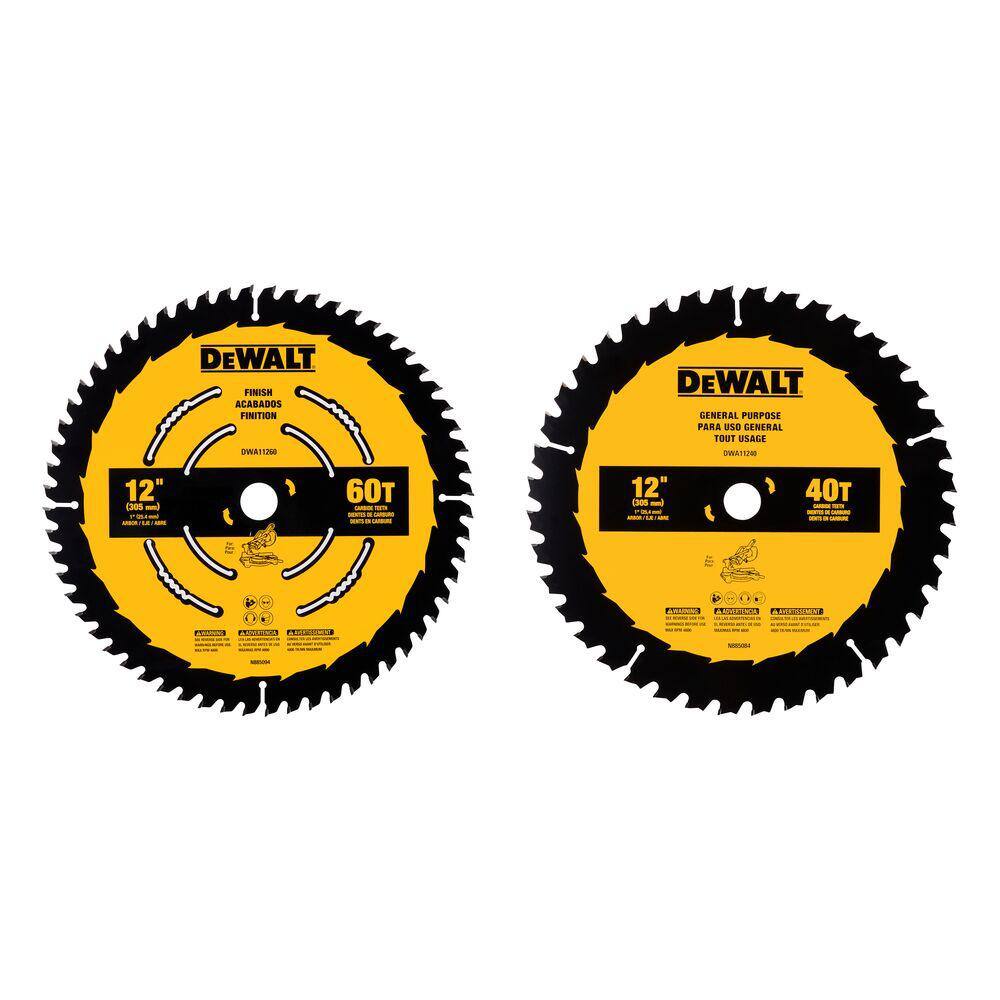 DW 12 in. 40-Tooth and 60-Tooth Circular Saw Blade Set (2-Pack) DWA112CMB