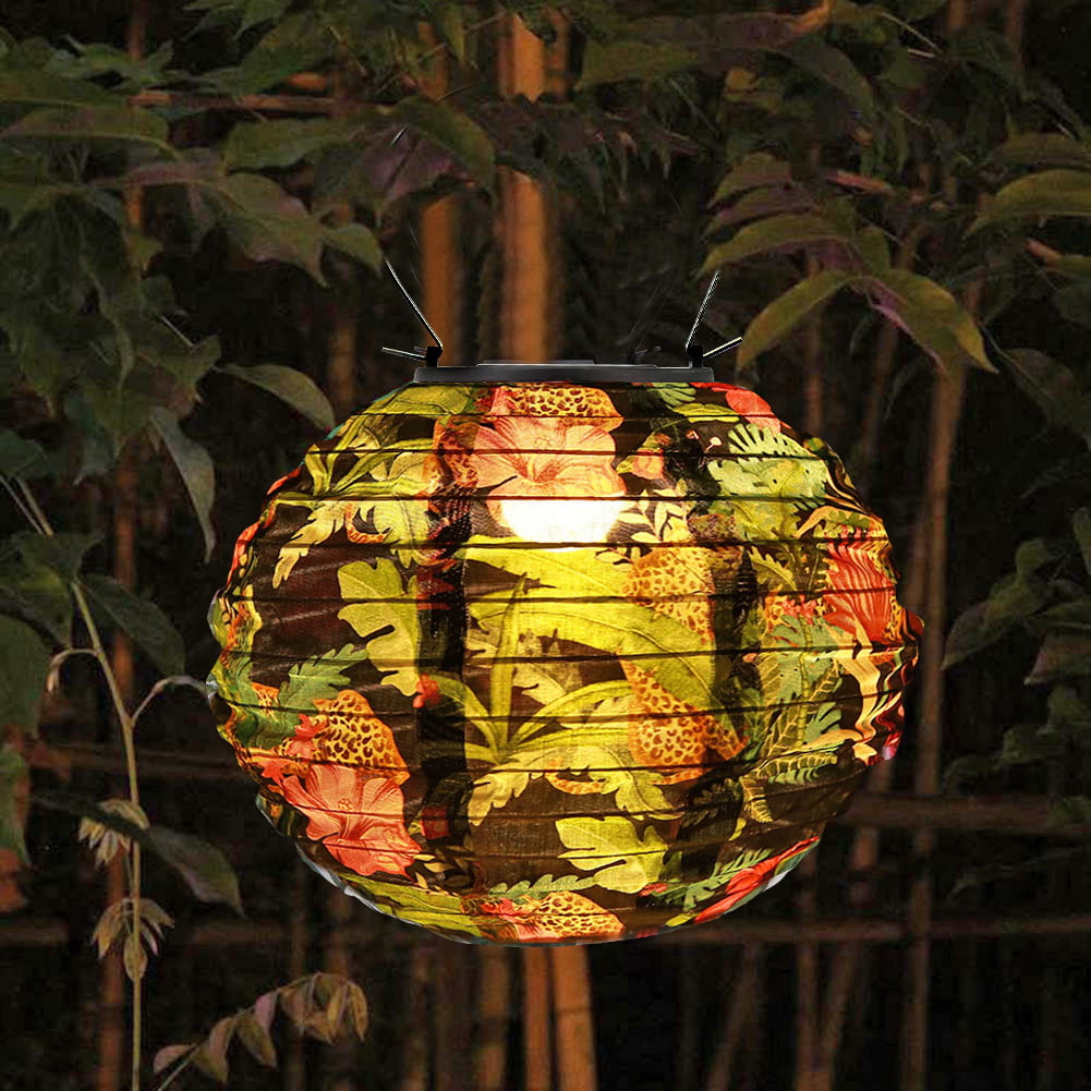 TBOLINE Solar Light LED Hanging Ball Lantern Waterproof Painted Pattern Lamp (A)