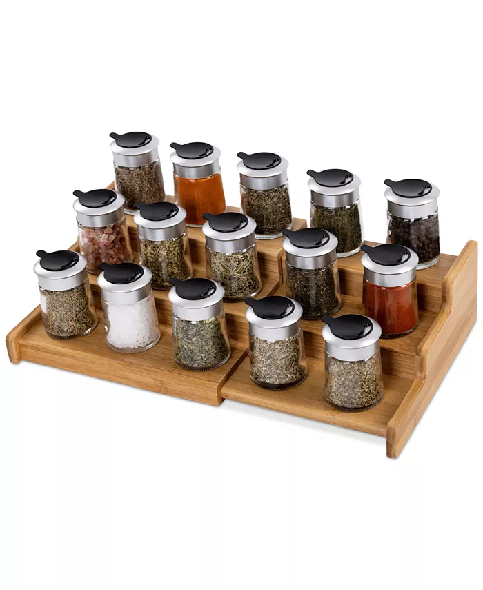 Seville Classics 3-Tier Expandable Bamboo Spice Rack Cabinet Organizer