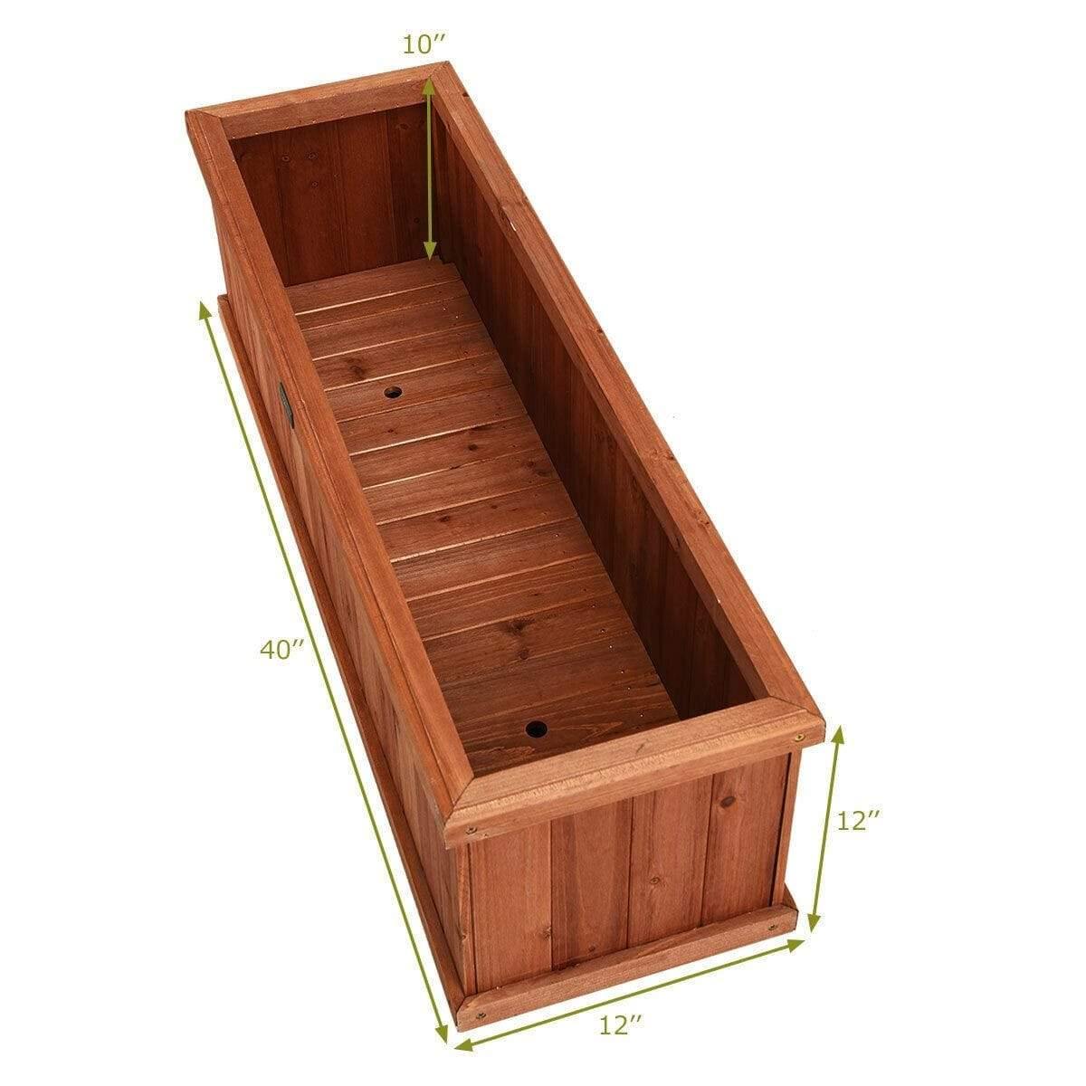 Wooden Raised Garden Bed Mounted Window Box Planter for Flower Vegetable