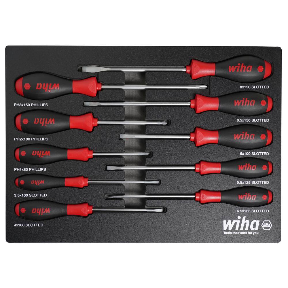 Wiha SoftFinish Cushion Grip Screwdriver Tray Set (10-Piece) 30280