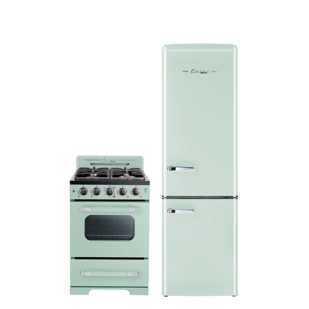 Unique Appliances Classic Retro 24 in. 2.9 cu. ft. Retro Gas Range with Convection Oven in Summer Mint Green UGP-24CR LG