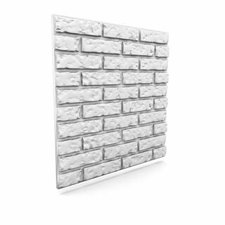 A La Maison Ceilings Brick Plain White 2 ft. x 2 ft. Seamless Foam Glue-up 3D Wall Panel (24 sq. ft.case) BK-SWP-PW-6