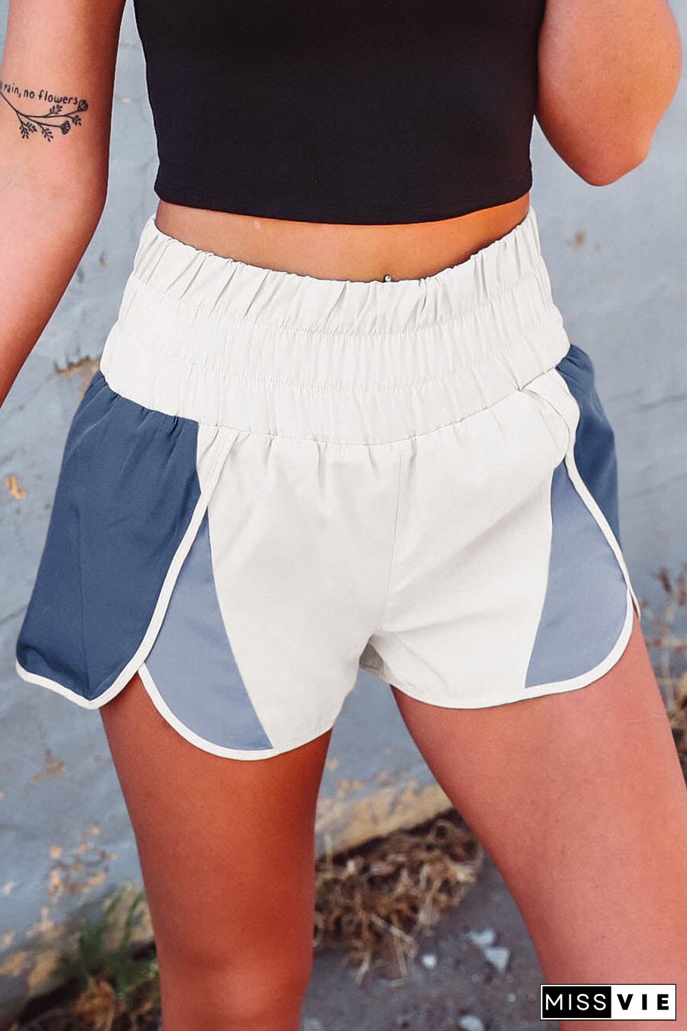 Color Block Split High Waist Shorts