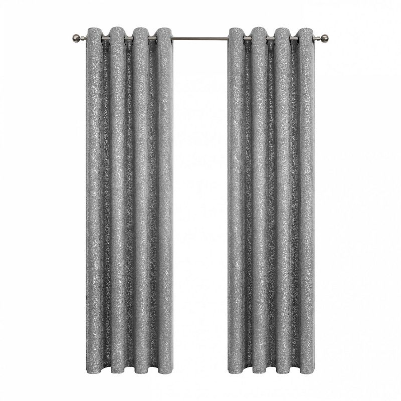 Kate Aurora 2 Pack Glam Metallic Sparkle Thermal Light Filtering Grommet Top Curtains