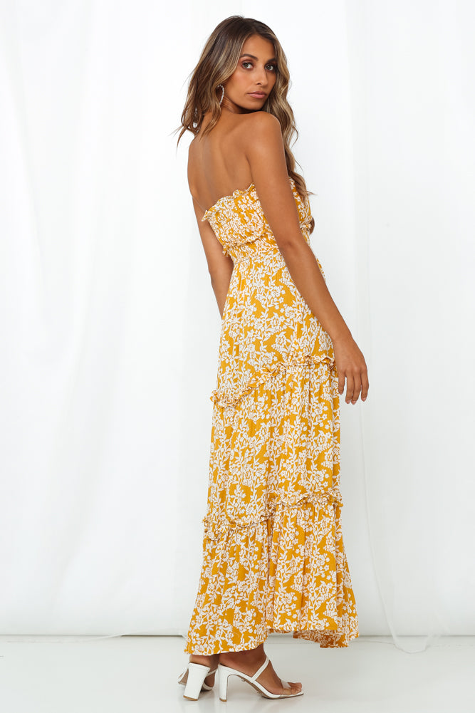 Love My Tequila Sunrises Maxi Dress Mustard