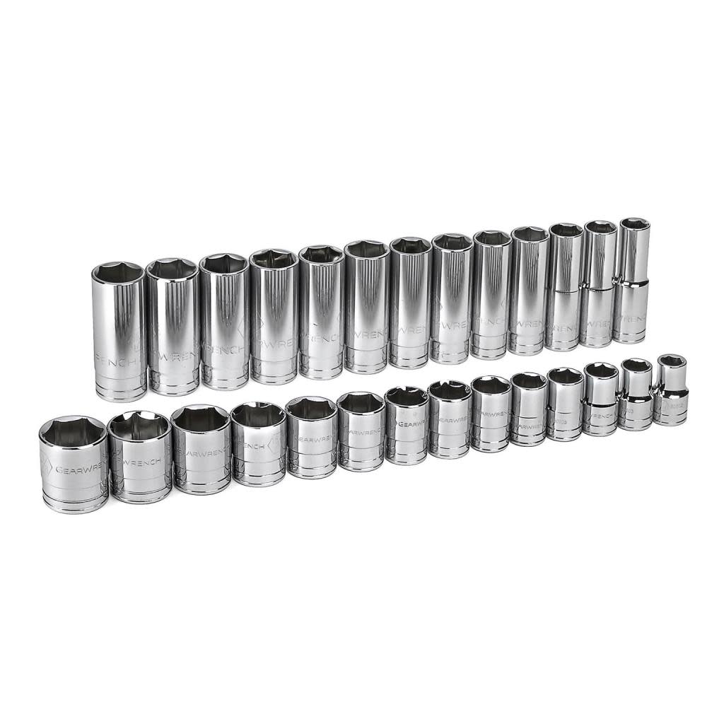 GEARWRENCH 27 pc 1/2 In Drive 6 Point Standard and Deep SAE Socket Set 80729 from GEARWRENCH