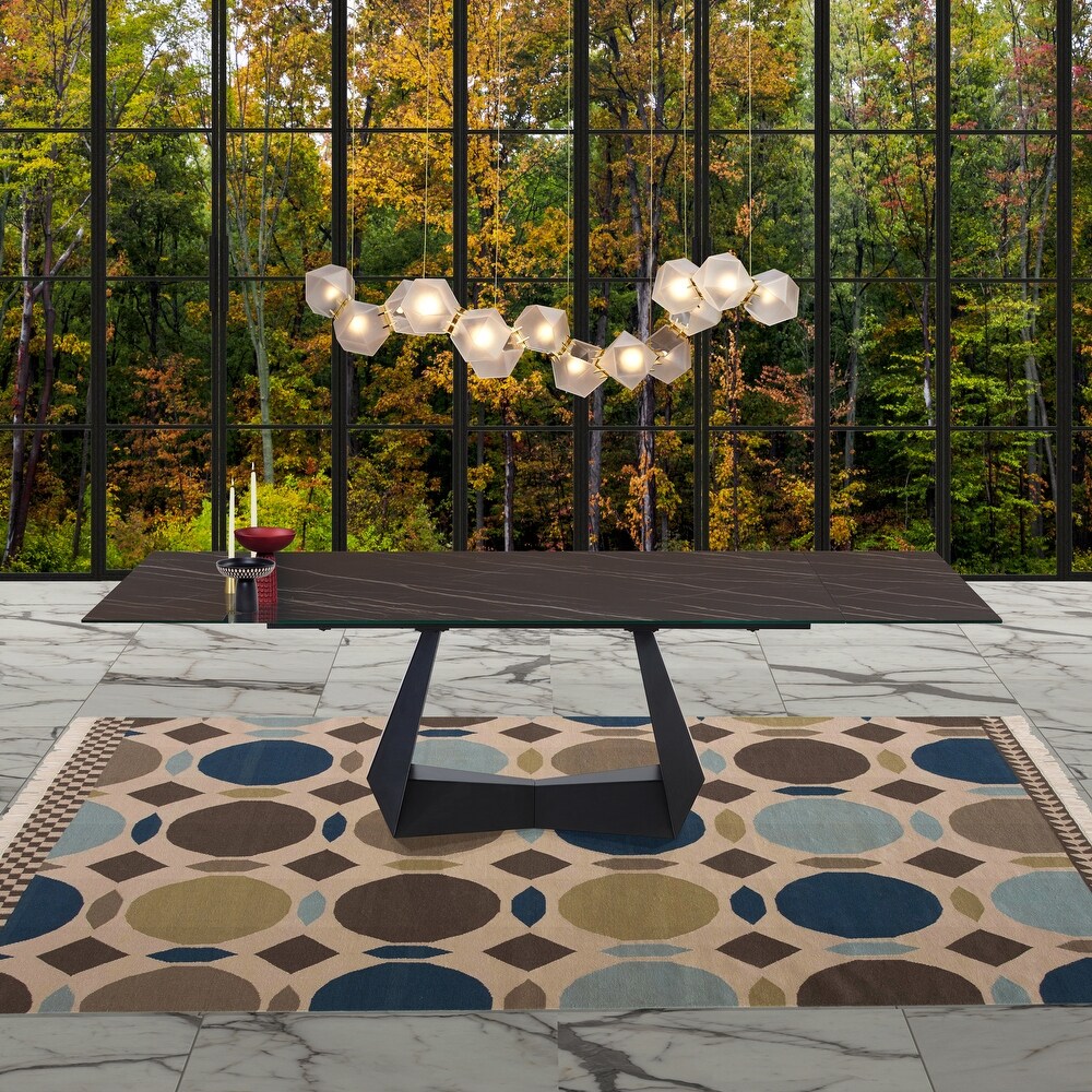 DAVEE Extendable Dining Table with Slate Black Ceramic Top 106.30*35.43*29.53inches   106.30/70.86*35.43*29.53inches