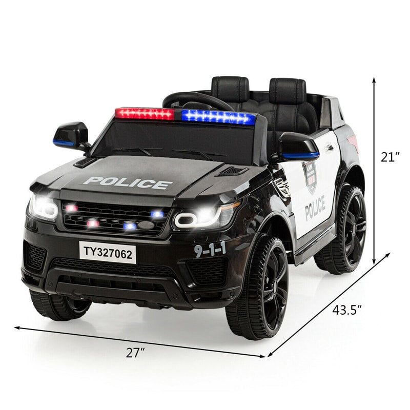 Kids Ride On Police Car 12V Battery Powered Electric Riding Toy Truck Car with LED Siren Flashing Light