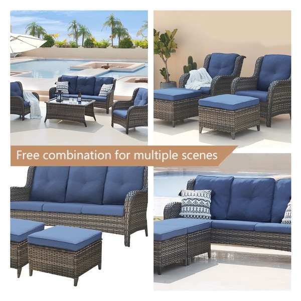 Pocassy 5Piece Patio Furniture Set with Ottomans