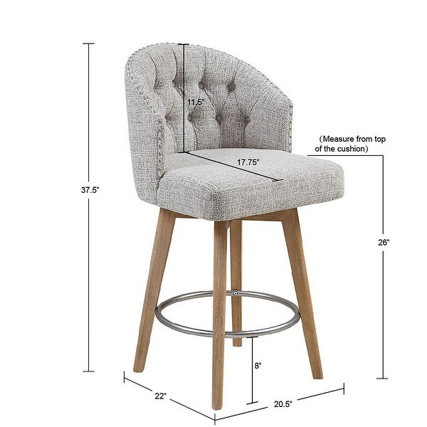 Madison Park Boyle Upholstered 360 Degree Swivel Counter Stool 26