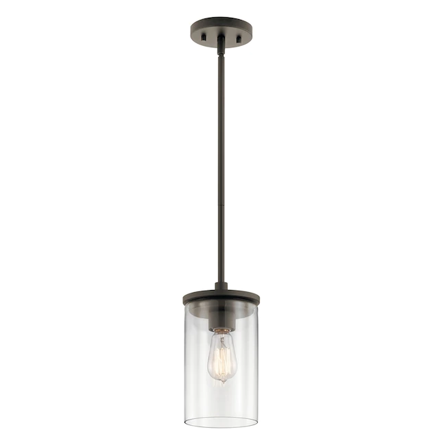 Kichler 43996OZ Crosby Olde Bronze Modern/Contemporary Clear Glass Cylinder Mini Pendant Light