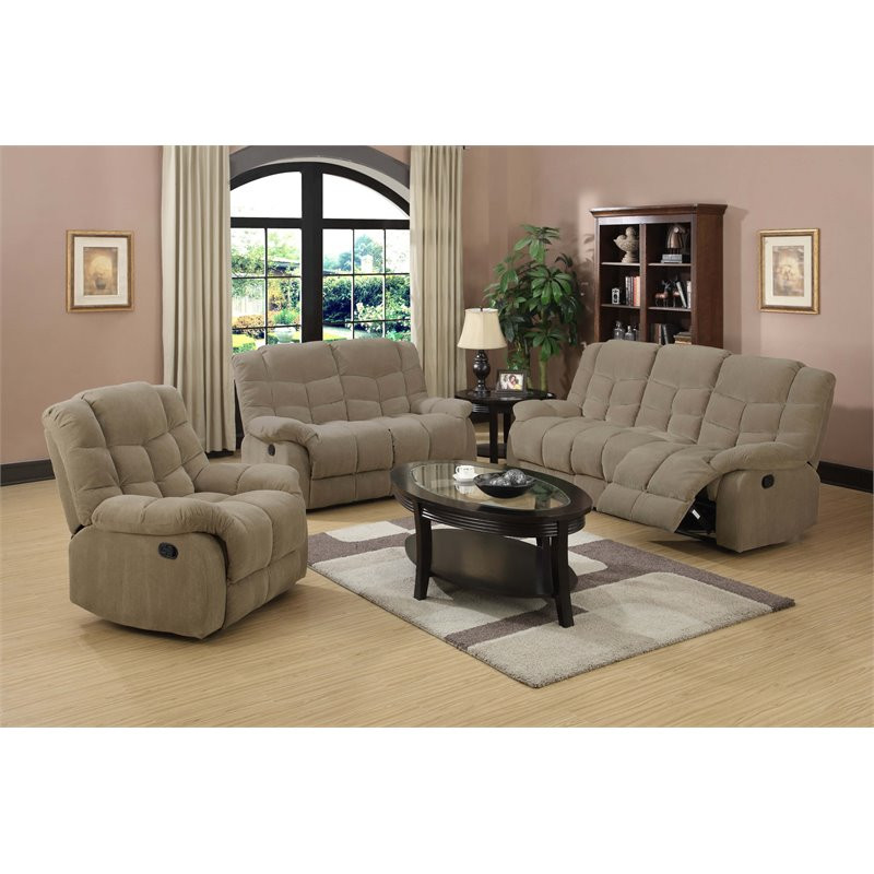 Sunset Trading Heaven on Earth 3 Piece Fabric Reclining Living Room Set in Tan   Transitional   Living Room Furniture Sets   by Homesquare  Houzz