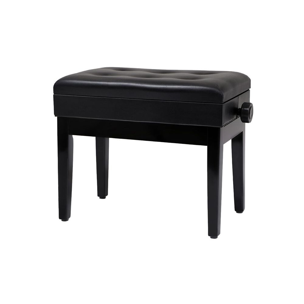 Padded Wooden Piano Bench with Music Storage   Black   21.6\