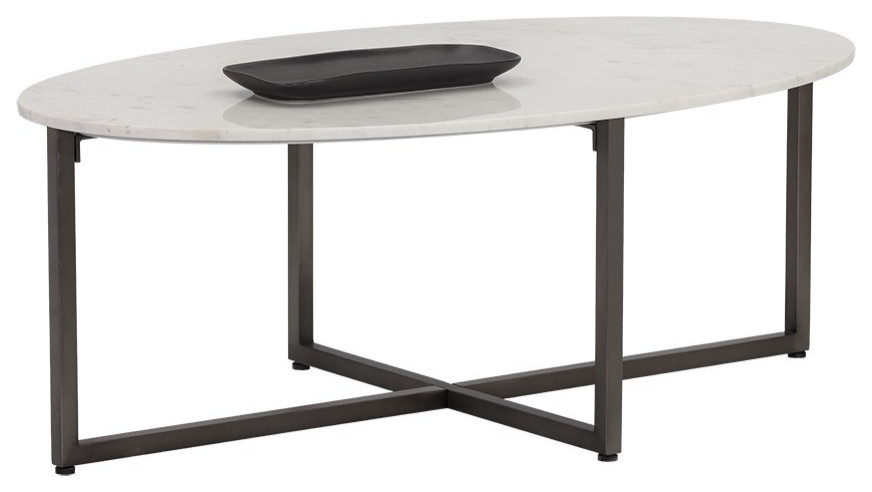 Kiara Coffee Table  Gunmetal  White Marble   Transitional   Coffee Tables   by Sunpan Modern Home  Houzz