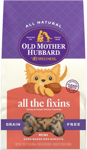 Old Mother Hubbard Mini All The Fixins Grain-Free Biscuits Baked Dog Treats