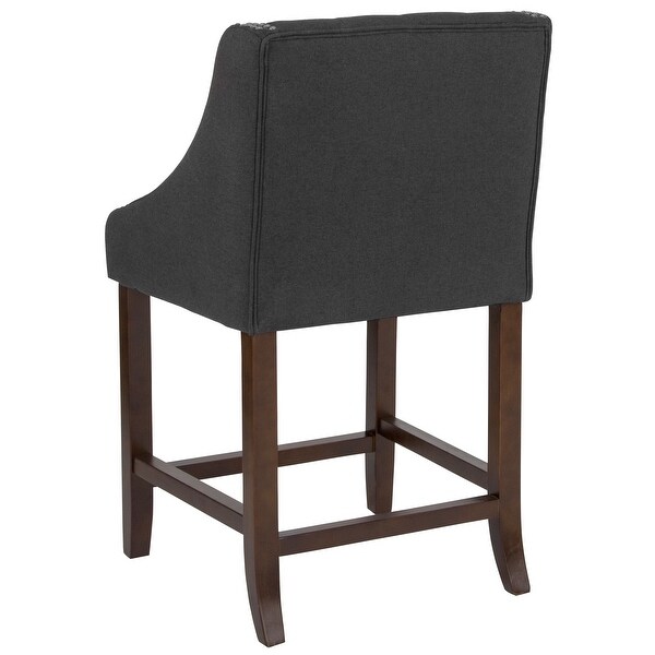 24-inch Transitional Tufted Walnut Counter-height Stool