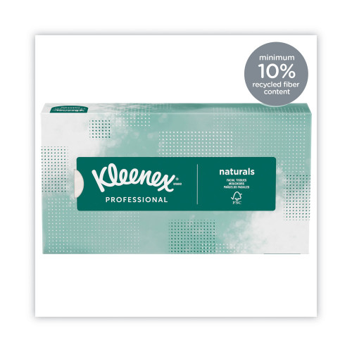 Kleenex Naturals Facial Tissue for Business， Flat Box， 2-Ply， White， 125 Sheets/Box， 48 Boxes/Carton (21601)