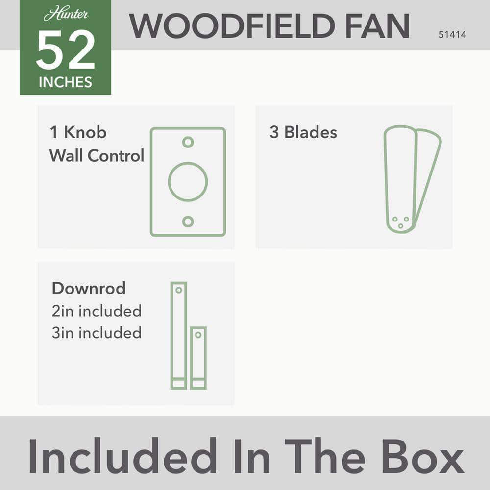 Hunter Woodfield 52 in Indoor Noble Bronze Ceiling Fan with Wall Switch