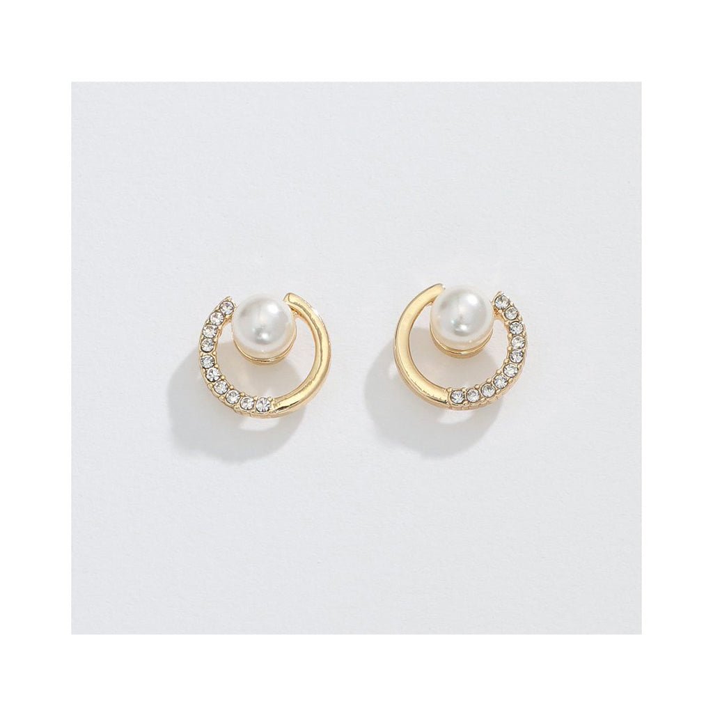 Periwinkle by Barlow Pearls with Gold Ring and Crystals   - Earrings