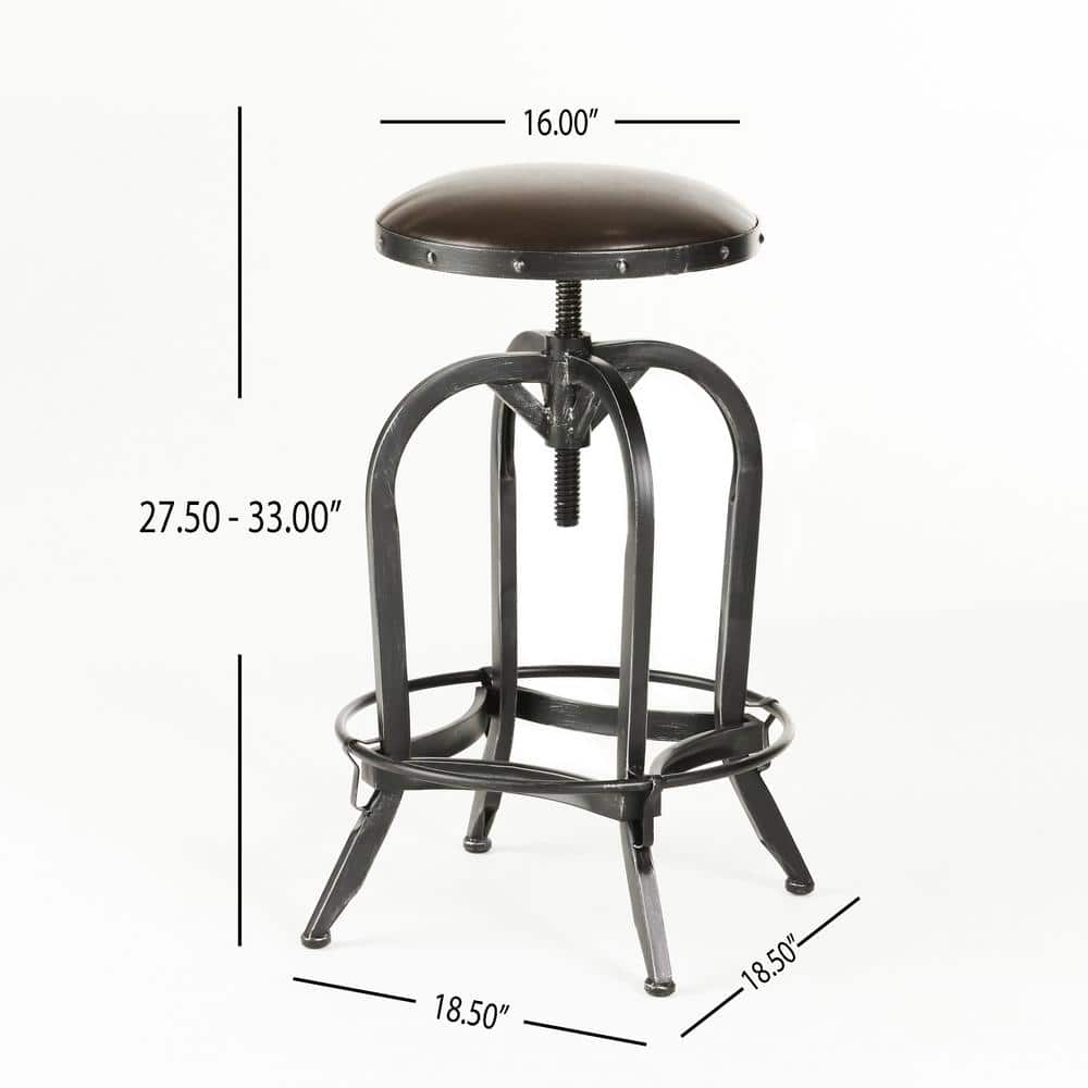 Noble House Silla 33.5 in. Brown Adjustable Bar Stool 3693