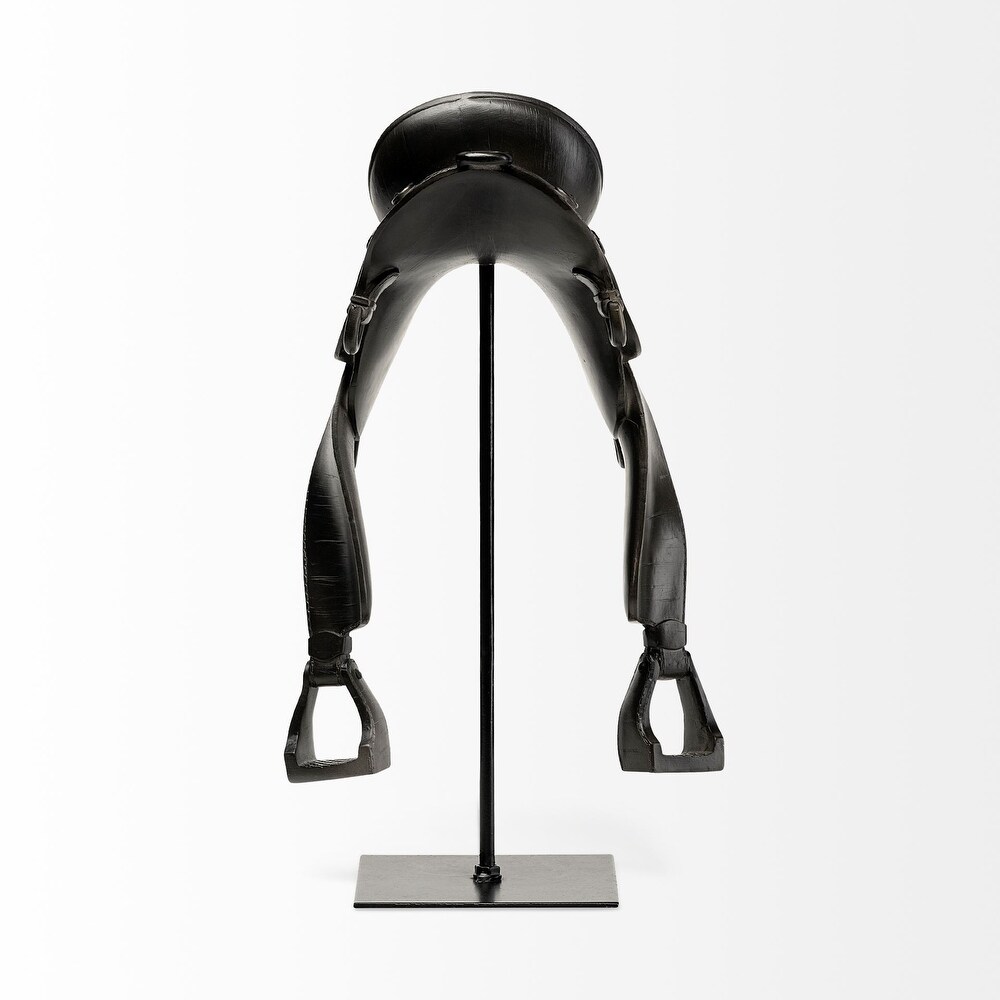 Black Horse Saddle Sculpture