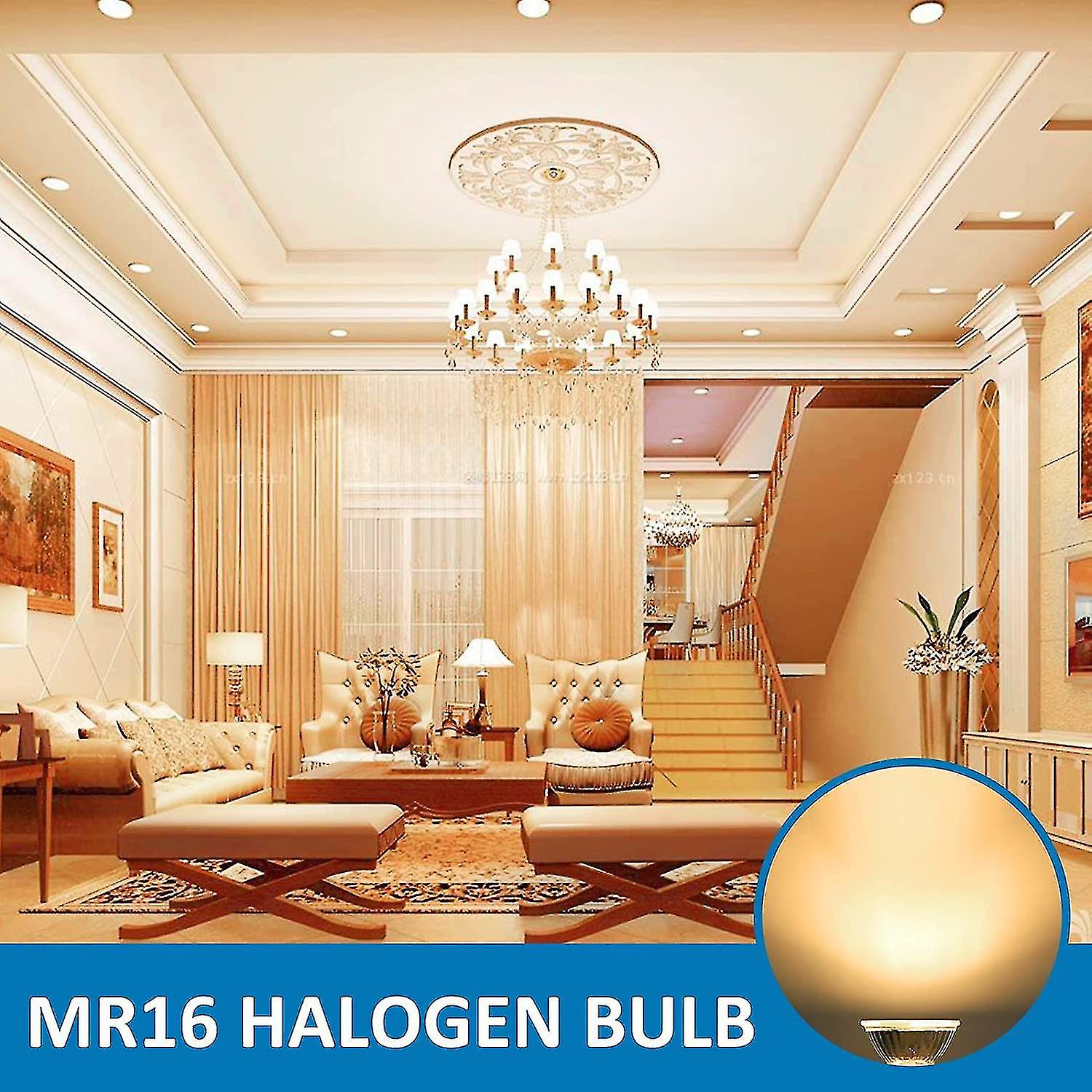 Halogen Bulb Gu5.3 50w 12v， 800lm Warm White 2700k Dimmable， Halogen Spotlight Bulb Mr16， Pack Of 6