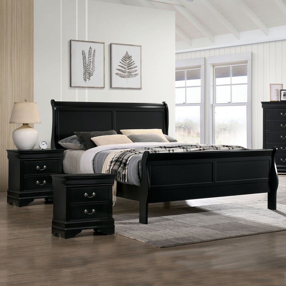 Lavina Transitional Solid Wood 3 Piece Sleigh Bedroom Set by Furniture of America