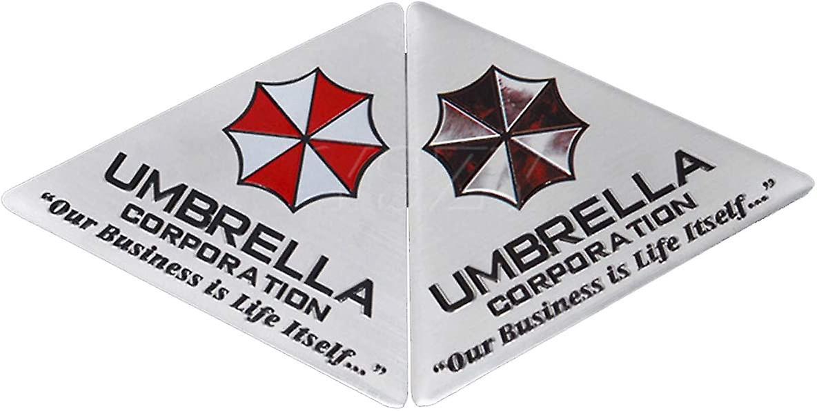 Umbrella Corporation Decals Aluminum Alloy Resi Dent E Vil Stickers Triangle Metal Badge Decals(p1+p2=2 Pcs/set)