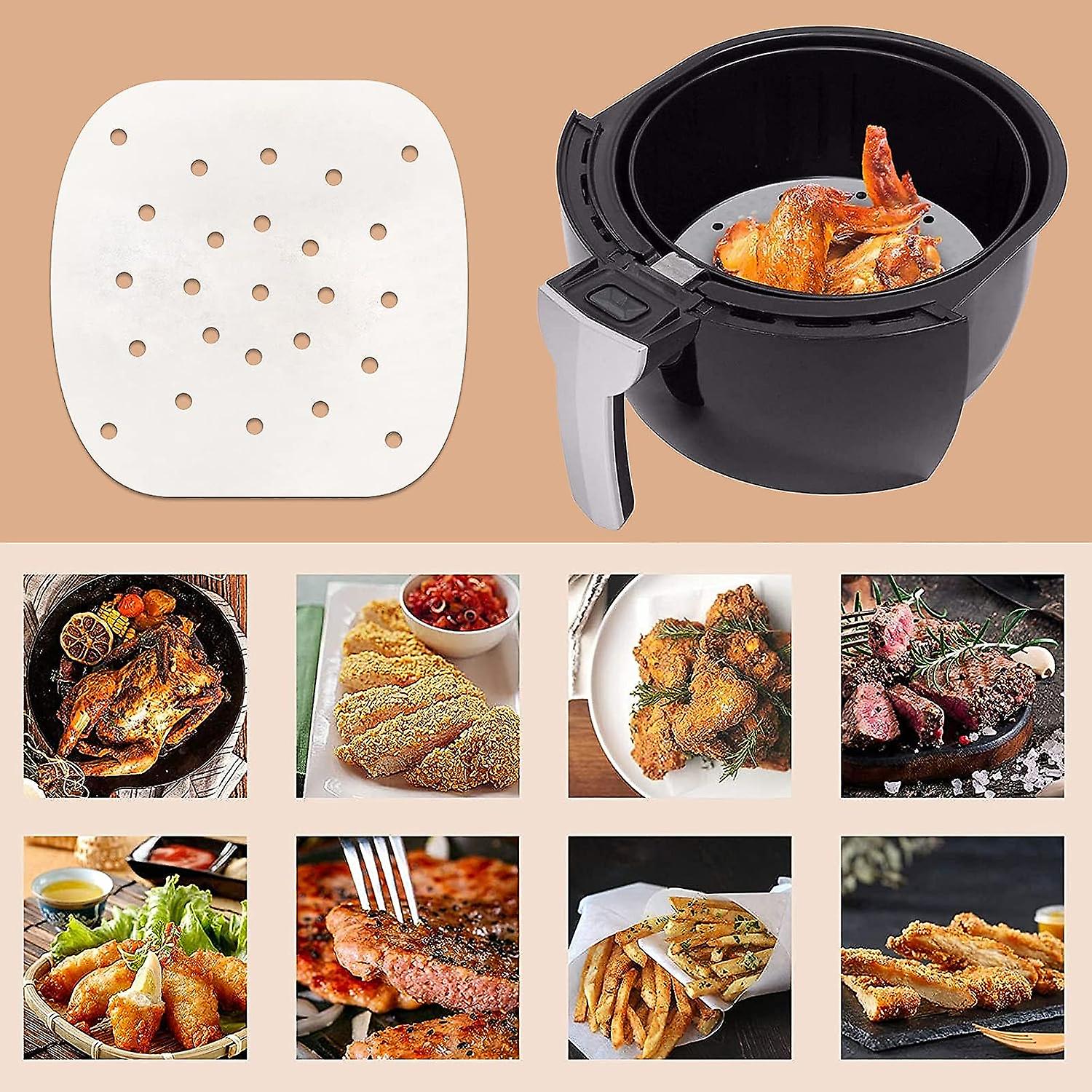 9 Inch Air Fryer Paper Liners， Air Fryer Parchment Paper，120 Pcs Non-stick Air Fryer Liners/steaming Parchment Liner/perforated Parchment Paper For Ai