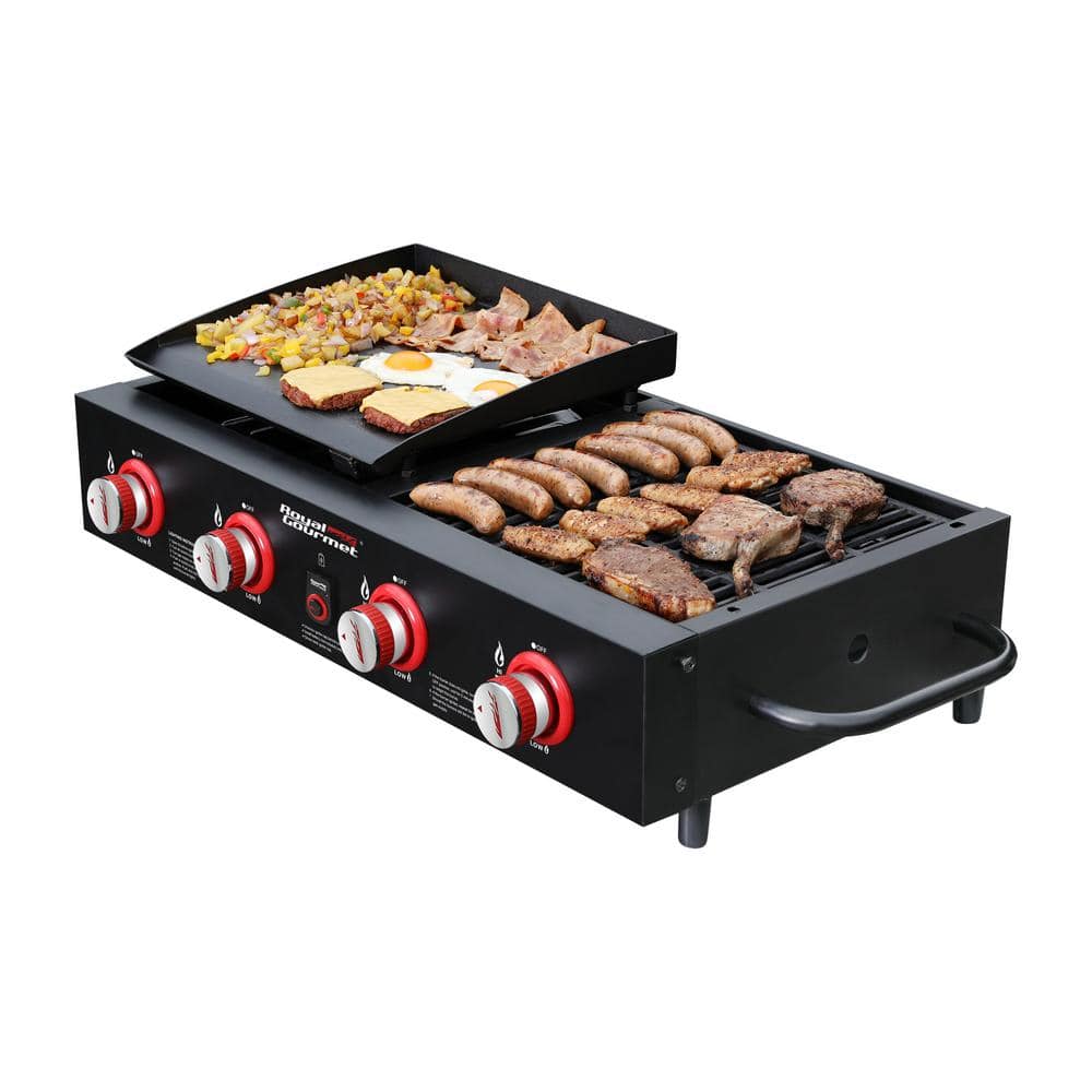 Royal Gourmet 4-Burner Portable Propane Tailgater Grill Griddle Combo in Black GD4002T