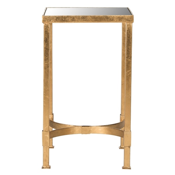 SAFAVIEH Halyn Antique Gold Leaf Mirror Top End Table - 12