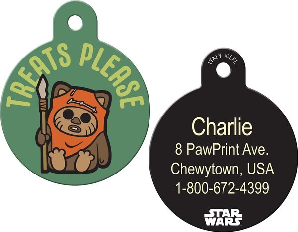 Quick-Tag Star Wars Ewok Treats Plz Circle Personalized Dog and Cat ID Tag