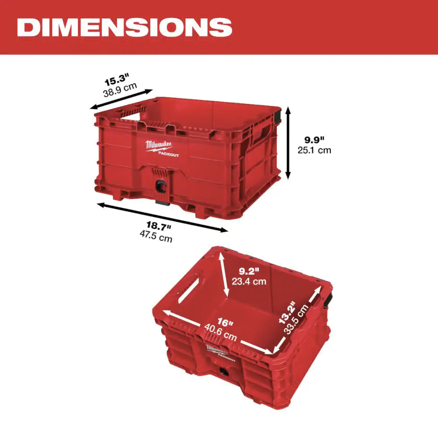 Milwaukee PACKOUT 20 in. 2-Wheel Utility Cart with (1) PACKOUT Tool Storage Crate (48-22-8415-48-22-8440x1)