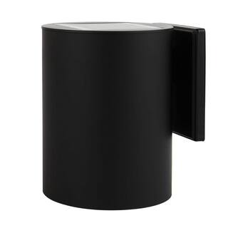 PRIVATE BRAND UNBRANDED 1-Light Modern Black LED Solar Outdoor Wall Cylinder Light with Dark Sky W2254-11