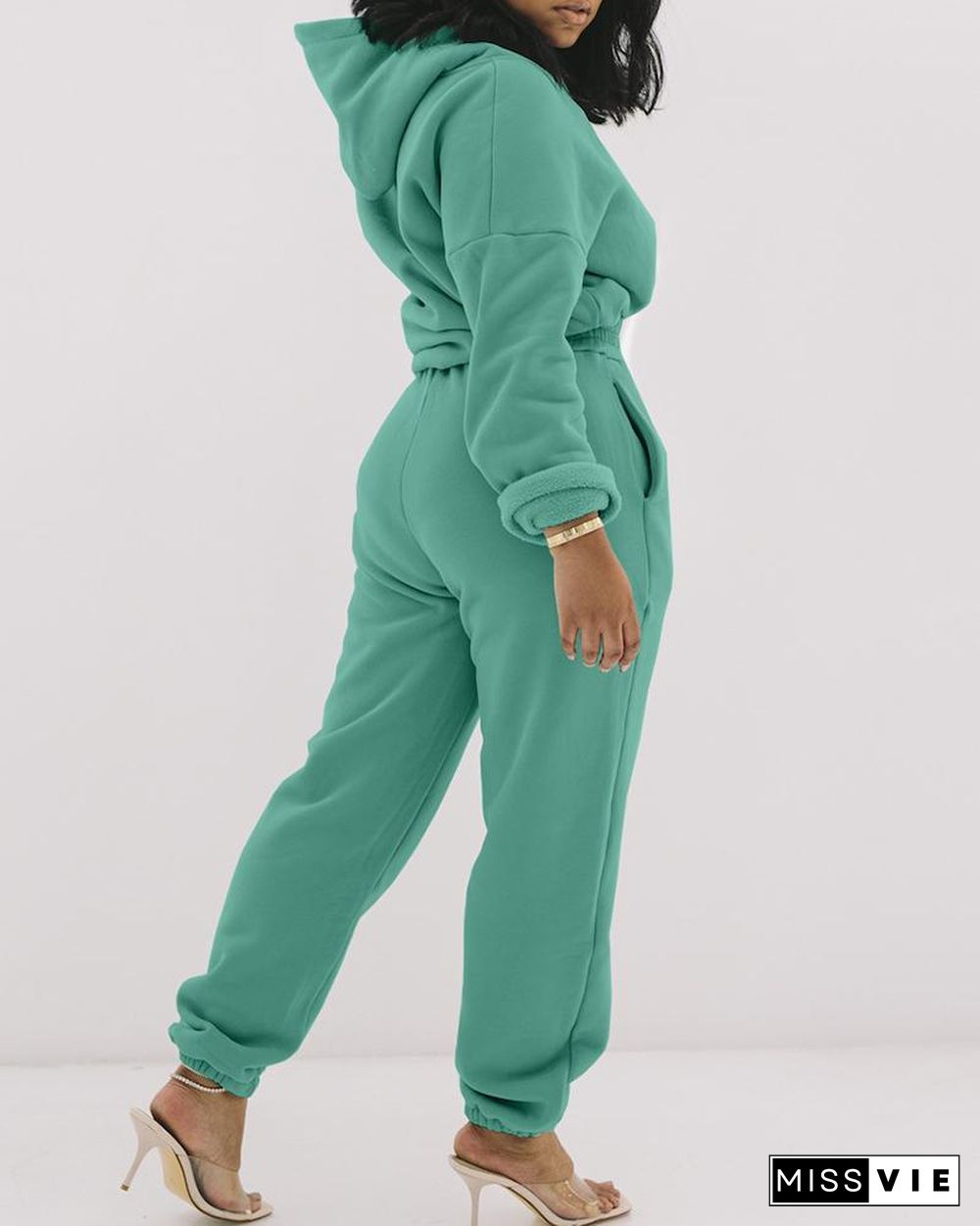 Plain Long Sleeve Top & Pants Set P13997