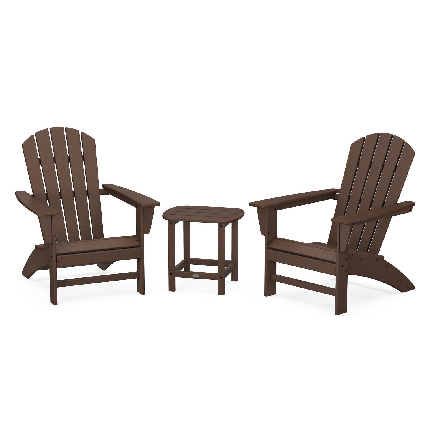 POLYWOOD Nautical 3-Piece Adirondack Set w/ South Beach 18-Inch Side Table