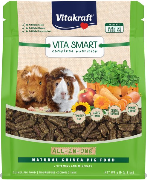 Vitakraft Vita Smart All-In-One Timothy Hay Food Adult Guinea Pig Food， 4-lb bag