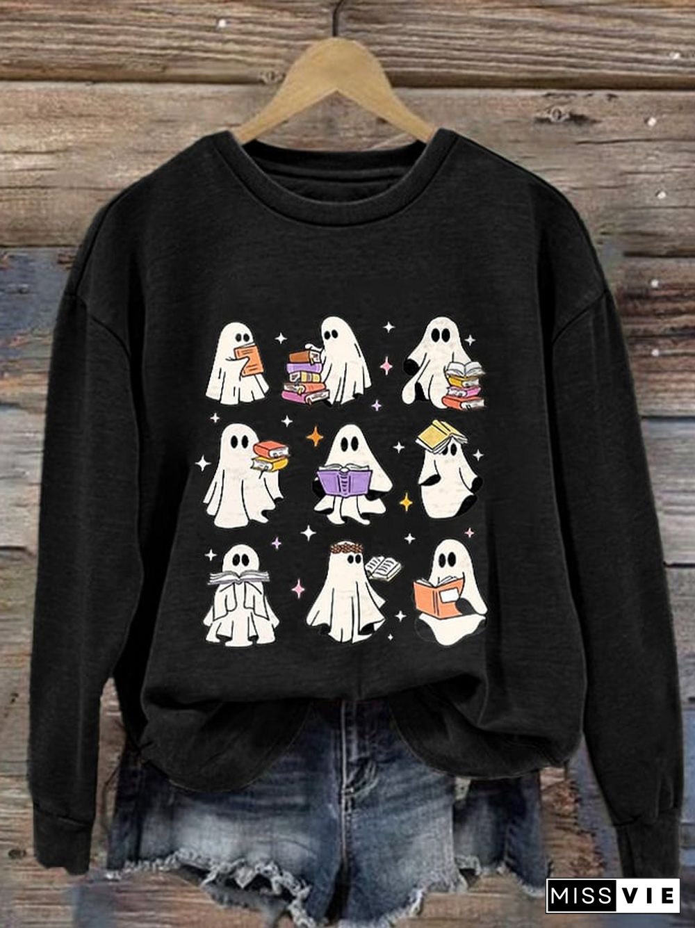 Women's Halloween Print Long Sleeve Sweatshirt