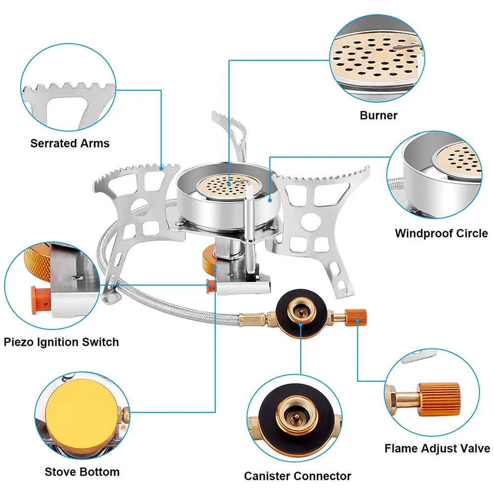 Kingpool Professional Manufacturer Windproof Hiking Lightweight Portable Mini Compact Folding Tourist Camping Gas Burner Stove